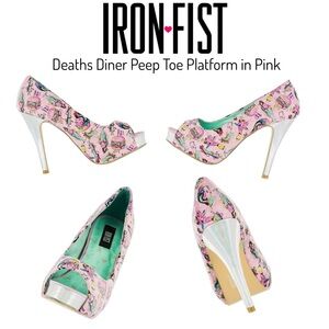 Iron Fist Pink Death’s Diner Peep Toe Platforms